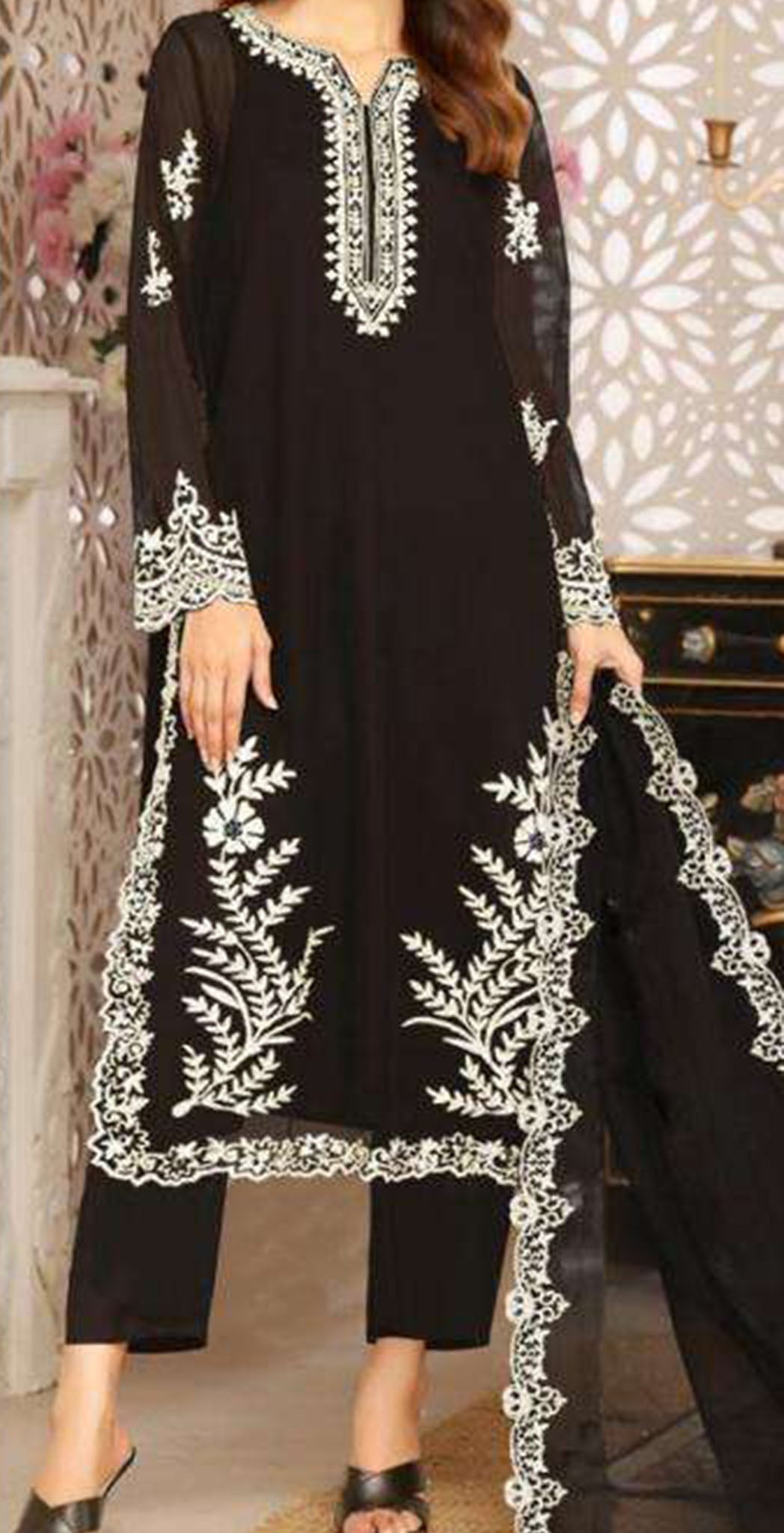 Black georgette embroidered salwar suit