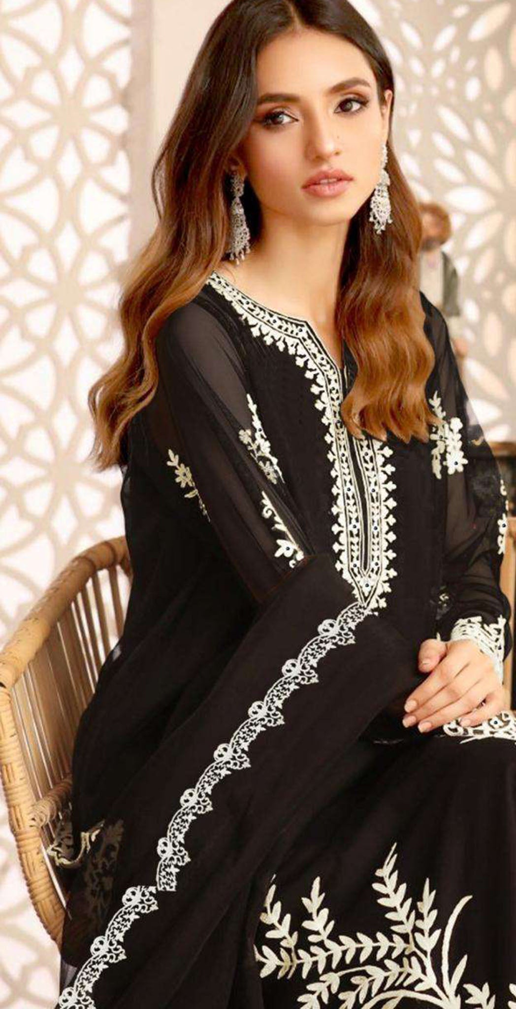 Black georgette embroidered salwar suit