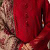 Red Zam polycotton embroidered dress material