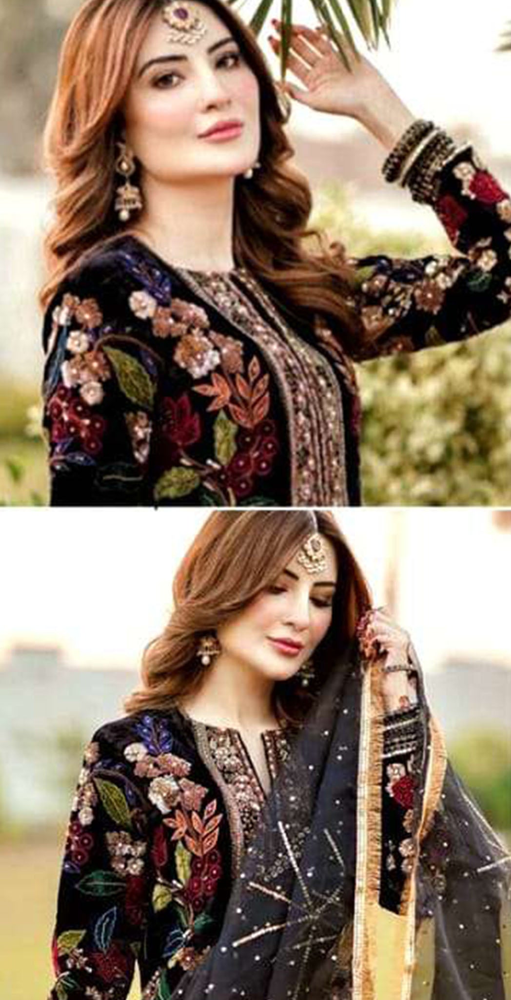 Black georgette embroidered dress material 5