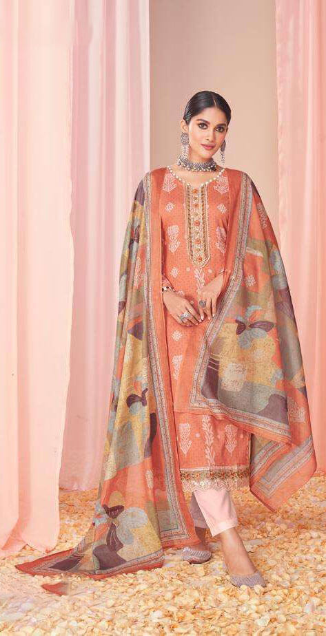 Women pure lawn cotton digital print with heavy neck & daman embroidered unstitched salwar set