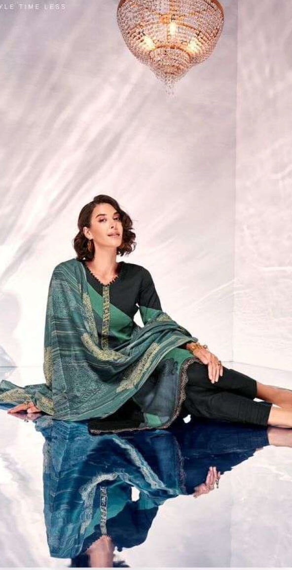 Women pure viscose jam satin digital print with heavy neck and daman embroidery unstitched salwar set