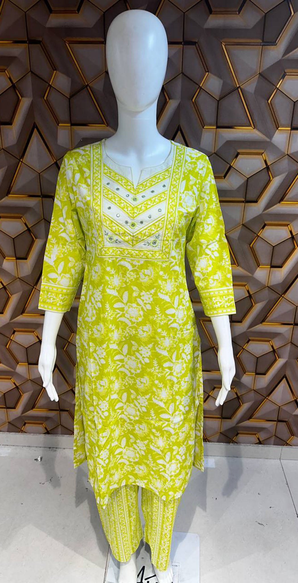Light green cotton printed salwar set
