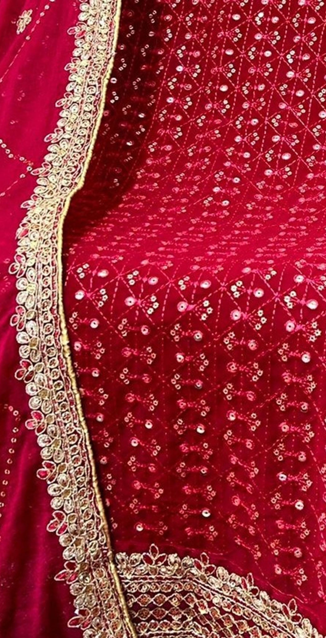 Rani pink georgette embroidered dress material