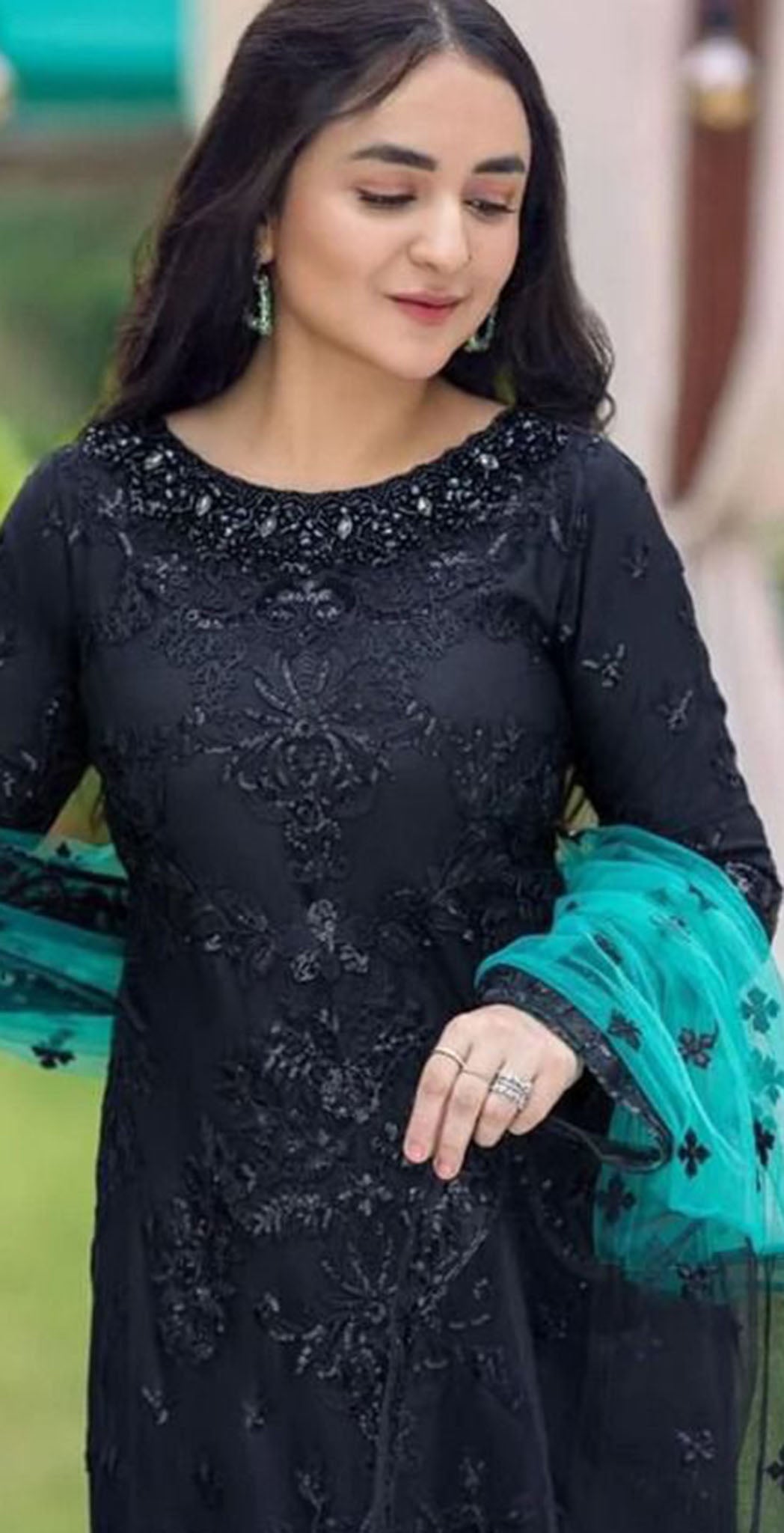 Black georgette embroidered dress material 10