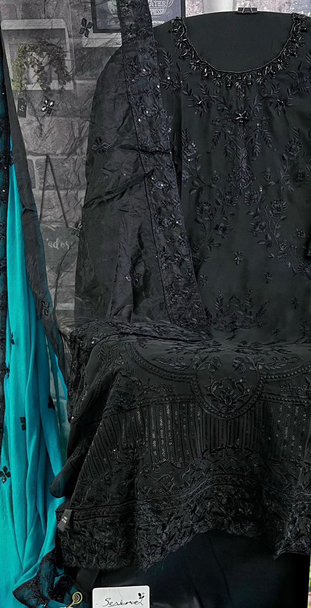 Black georgette embroidered dress material 10