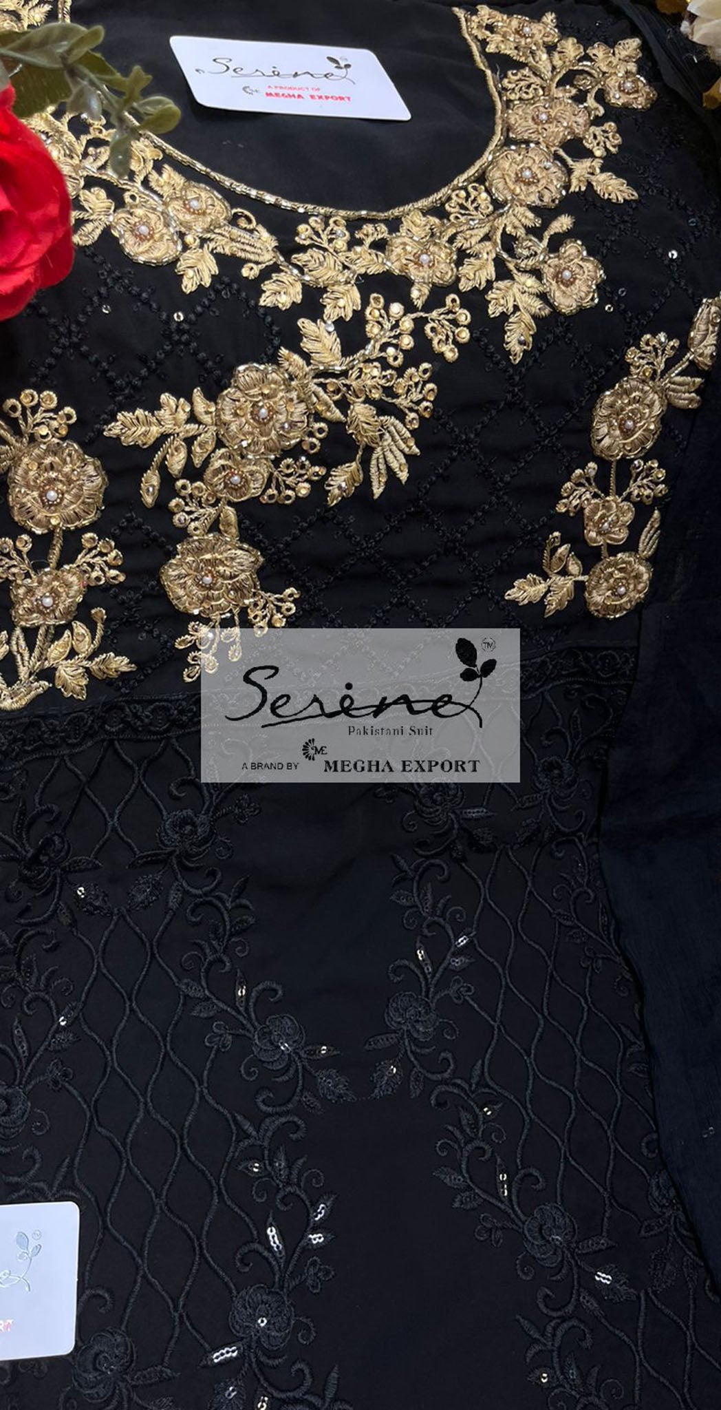 Black georgette embroidered dress material 2