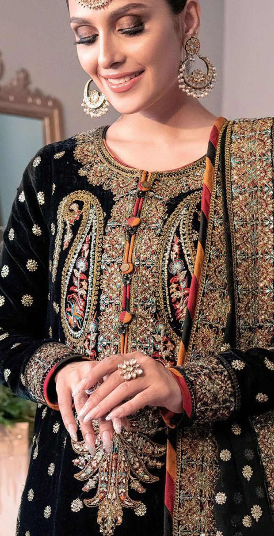 Black georgette embroidered dress material 12