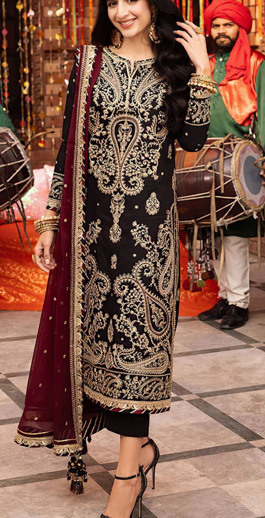 Black georgette embroidered dress material 11 Black georgette embroidered dress material 11