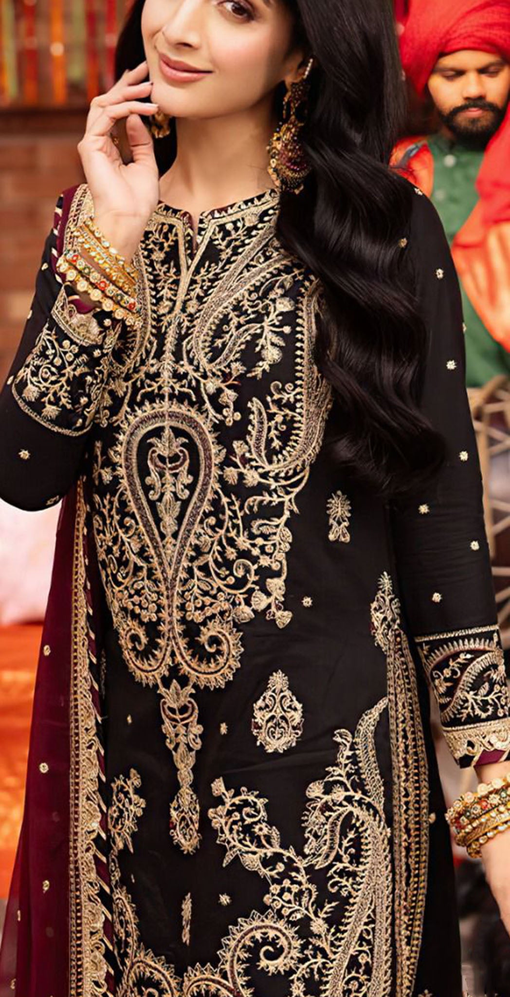 Black georgette embroidered dress material 11