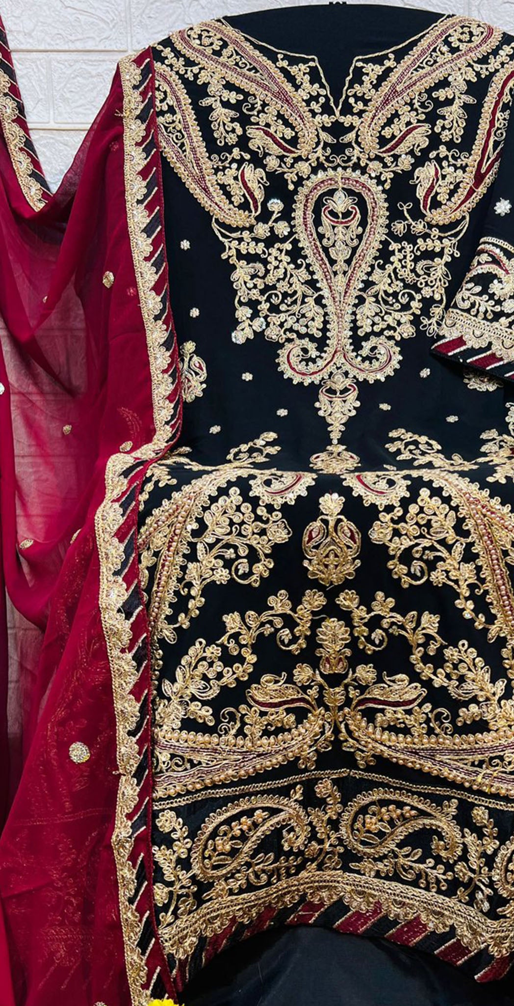 Black georgette embroidered dress material 11