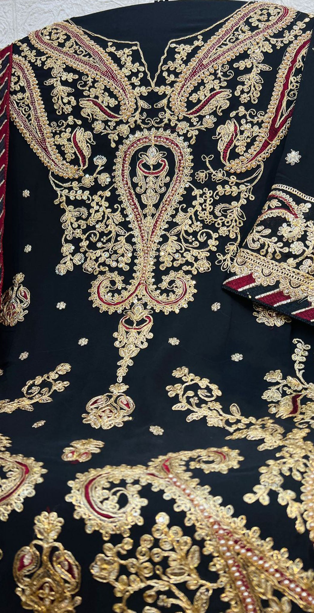 Black georgette embroidered dress material 11