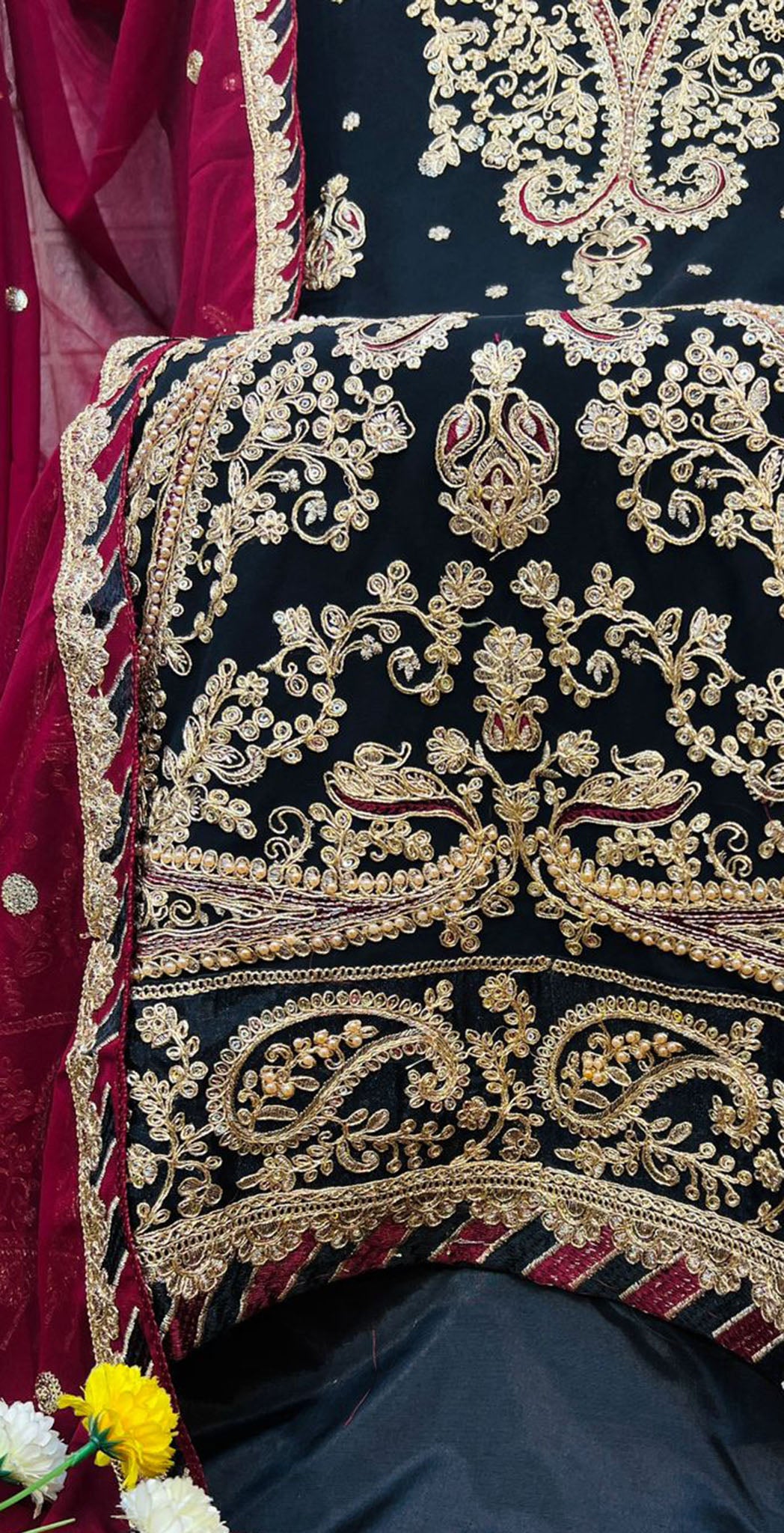 Black georgette embroidered dress material 11
