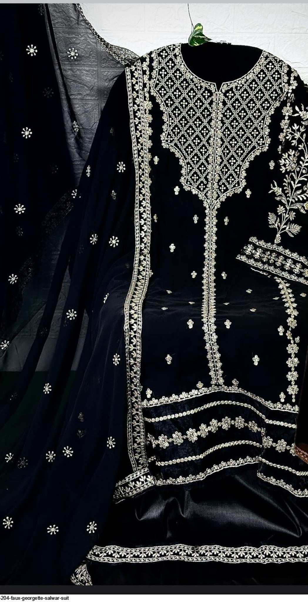 Black georgette embroidered dress material 4
