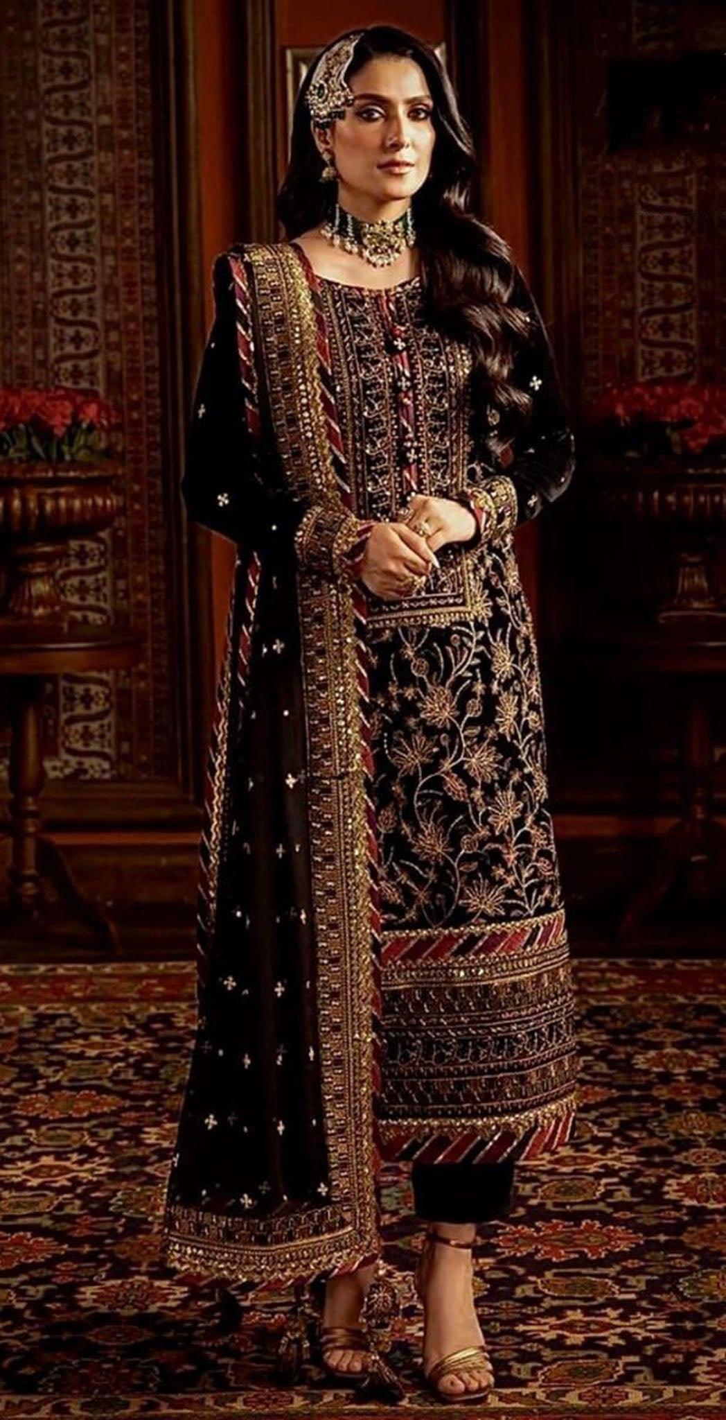 Black georgette embroidered dress material 3