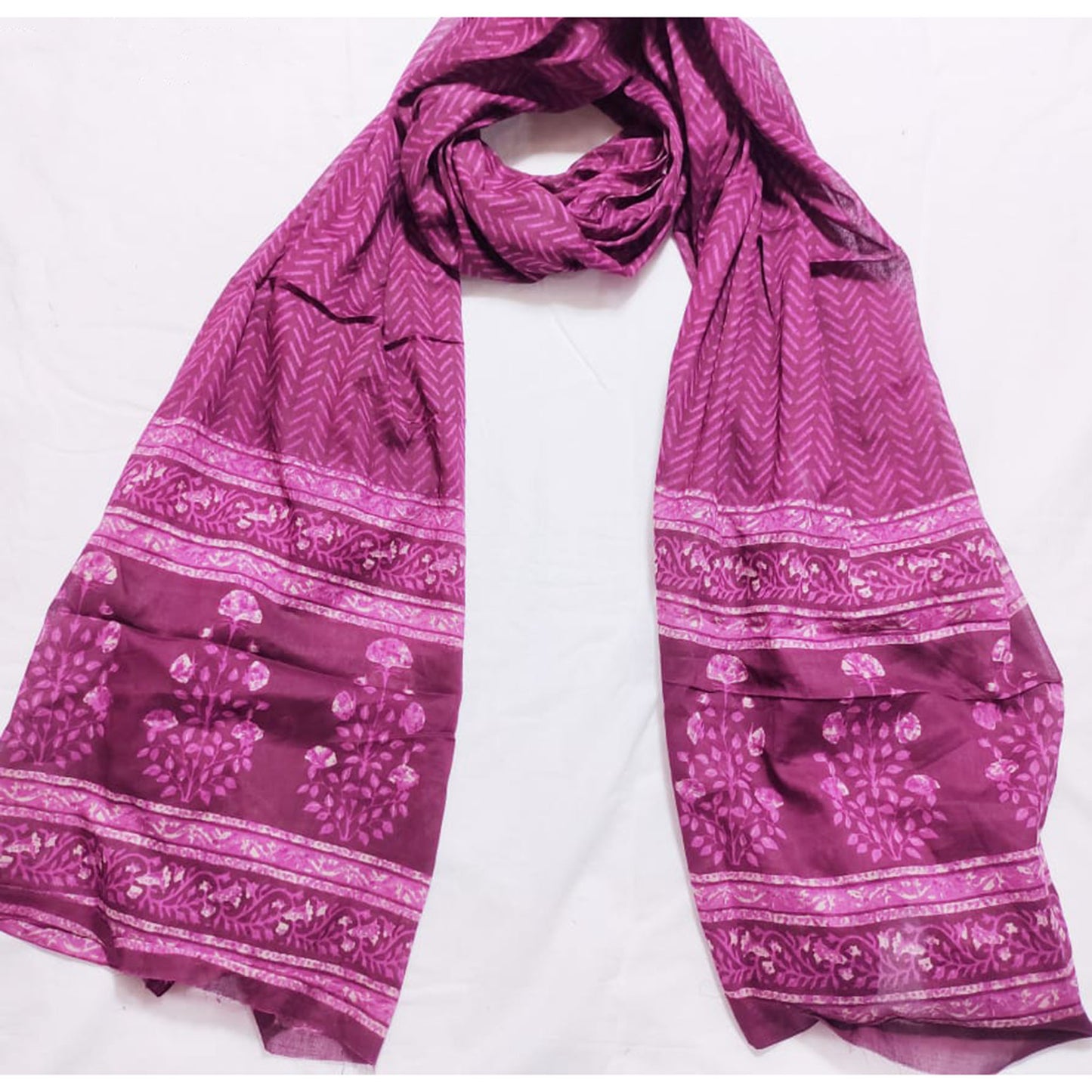DARK PINK COTTON LINE PRINT DUPATTA