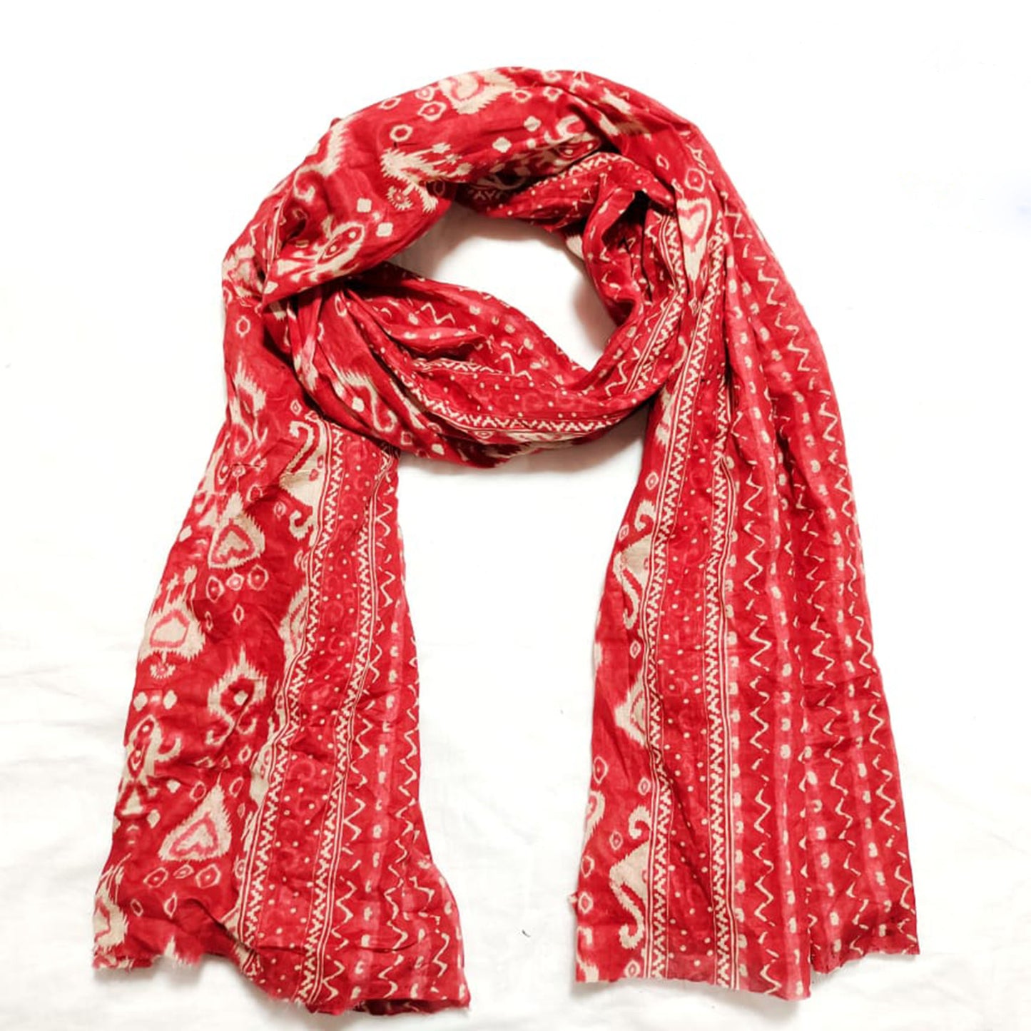 RED COTTON IKKAT PRINTED DUPATTA