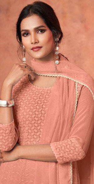 Women embroidered heavy georgette ready to wear salwar set