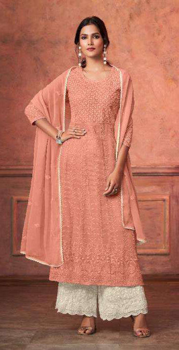 Women embroidered heavy georgette ready to wear salwar set