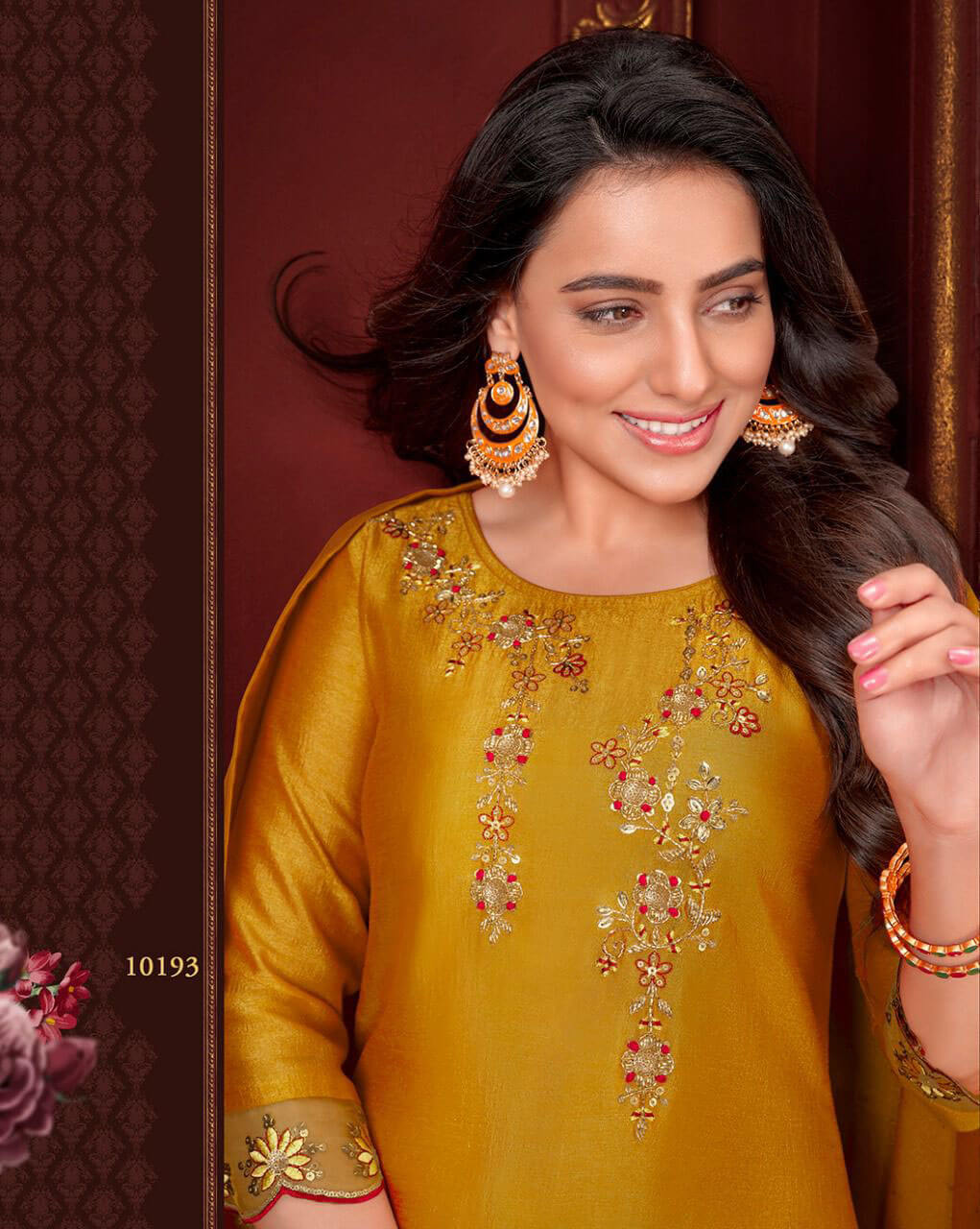Women silk embroidered and handwork fully stitched salwar set