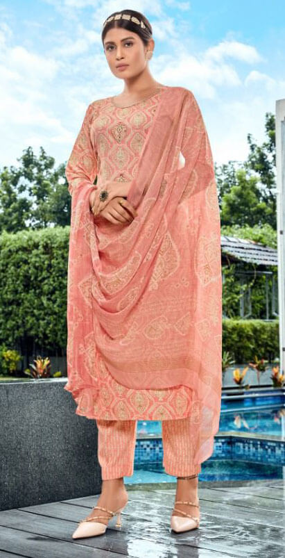 Women hand work capsule foil print ready to wear salwar set