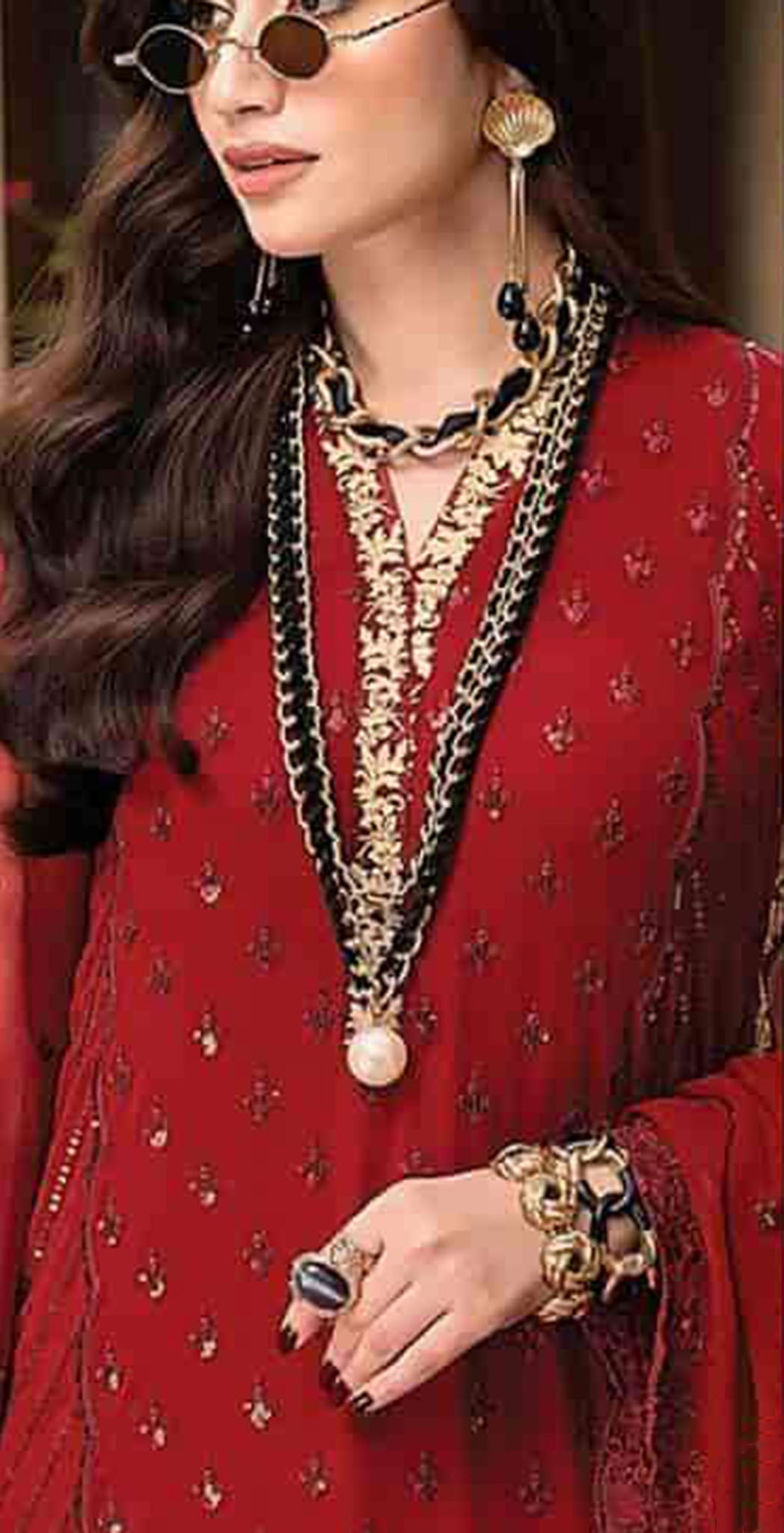 Maroon georgette embroidered dress material 3