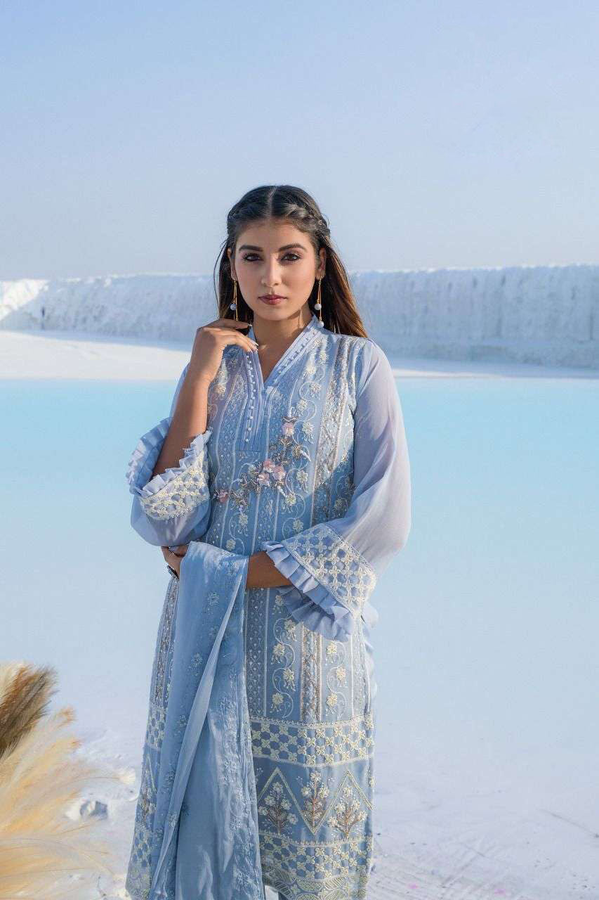 Women designer tunic embroidered georgette ready to wear salwar set