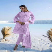 Women designer tunic embroidered georgette ready to wear salwar set