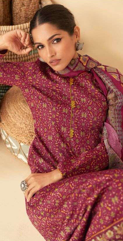 Women pure jam satin digital print with heavy cut work embroidered unstitched salwar set