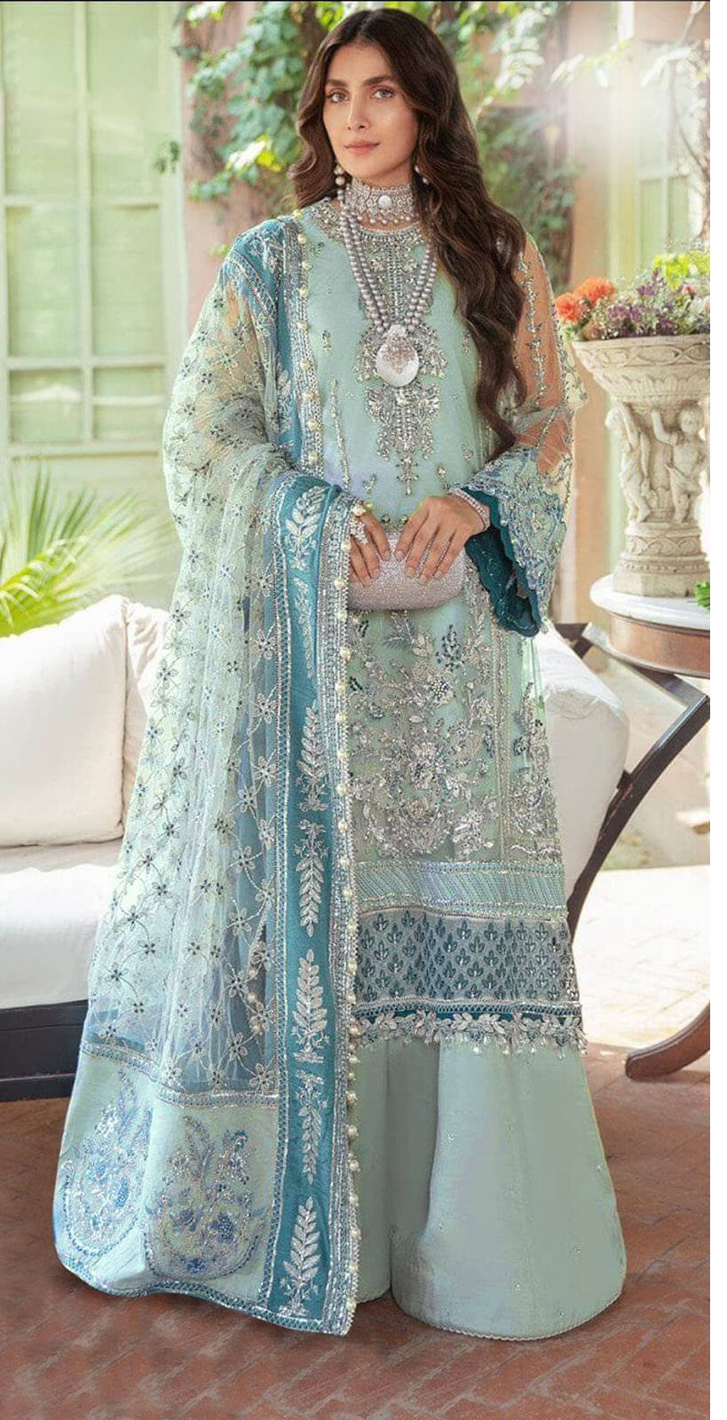 Women fox georgette embroidered semi stitched salwar set