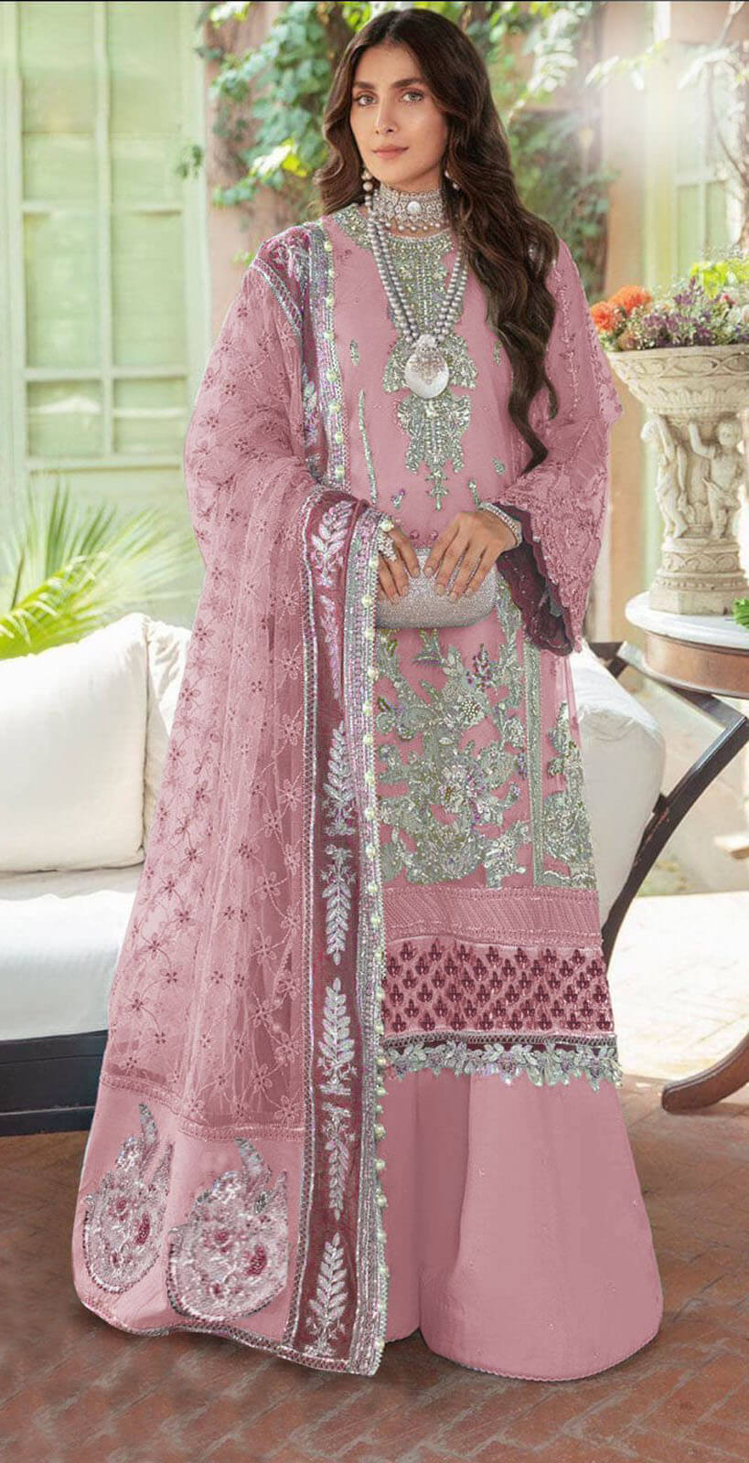 Women fox georgette embroidered semi stitched salwar set