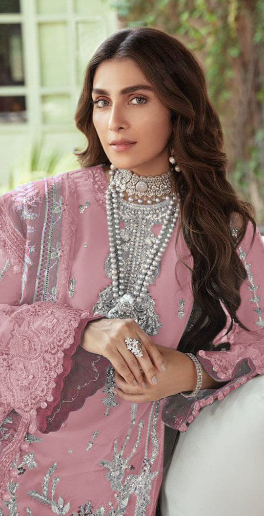 Women fox georgette embroidered semi stitched salwar set