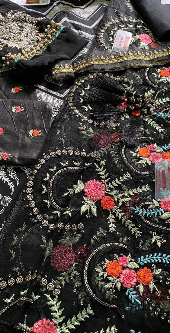Women pure cotton printed with embroidery unstitched salwar set