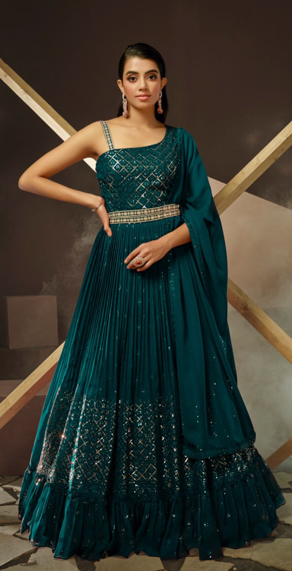 Women georgette embroidered and fully stitched gown