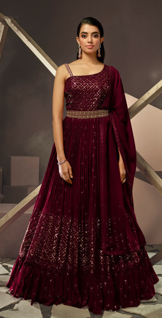 Women georgette embroidered and fully stitched gown