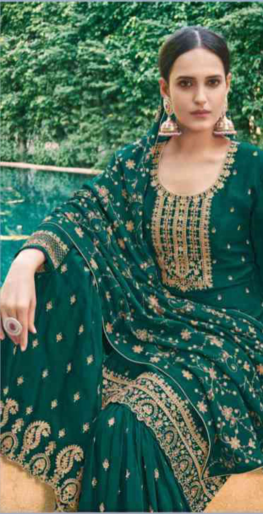 Women chinon with embroidery ready to wear sharara set