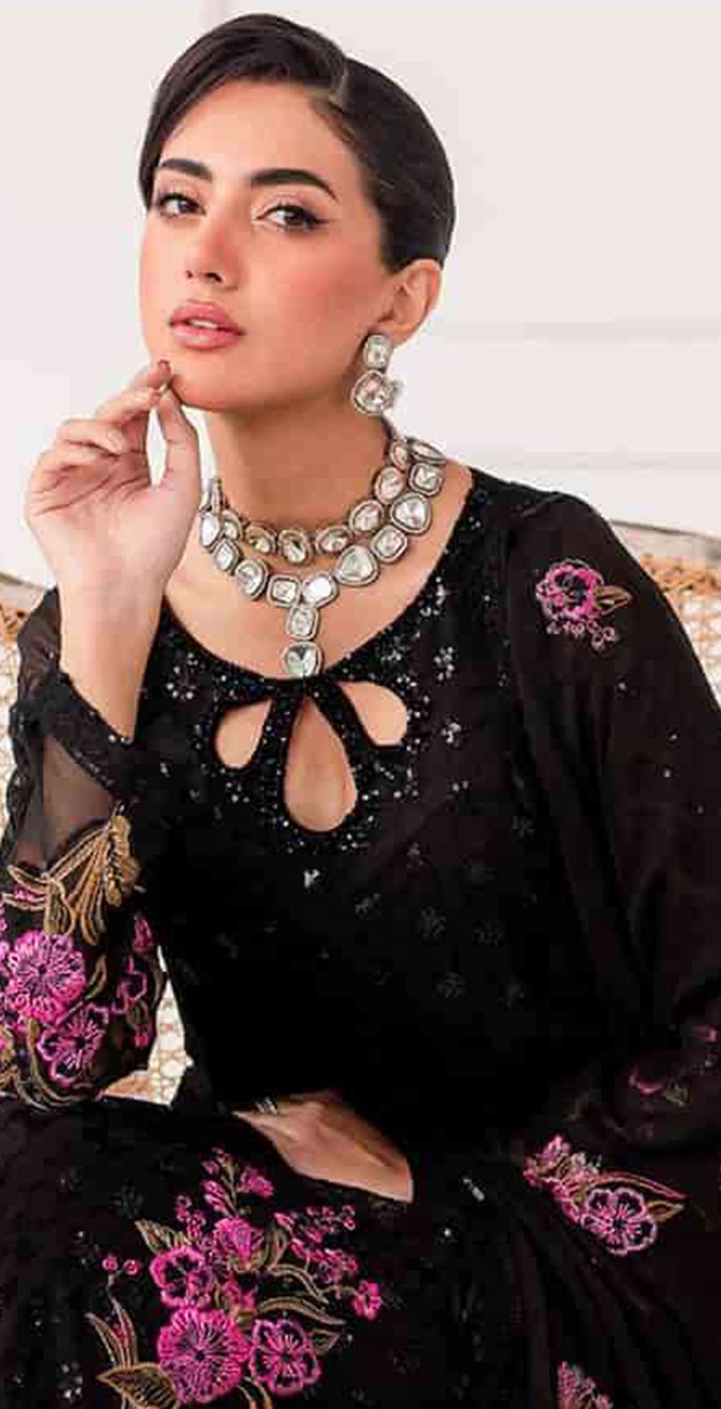 Black georgette embroidered dress material 6