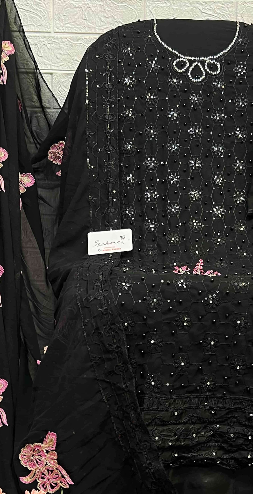 Black georgette embroidered dress material 6