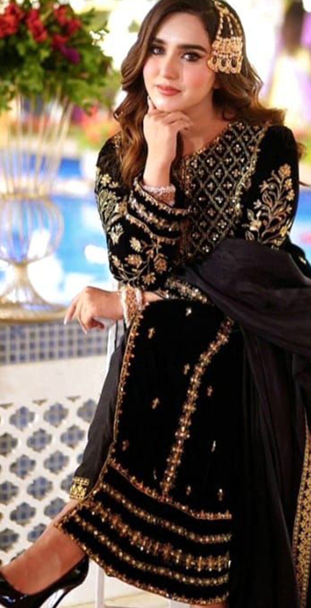 Black georgette embroidered dress material 4