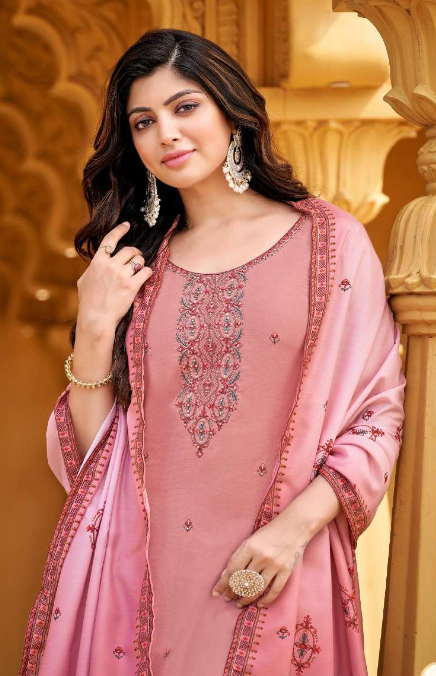 Women viscose with embroidery ready to wear salwar set