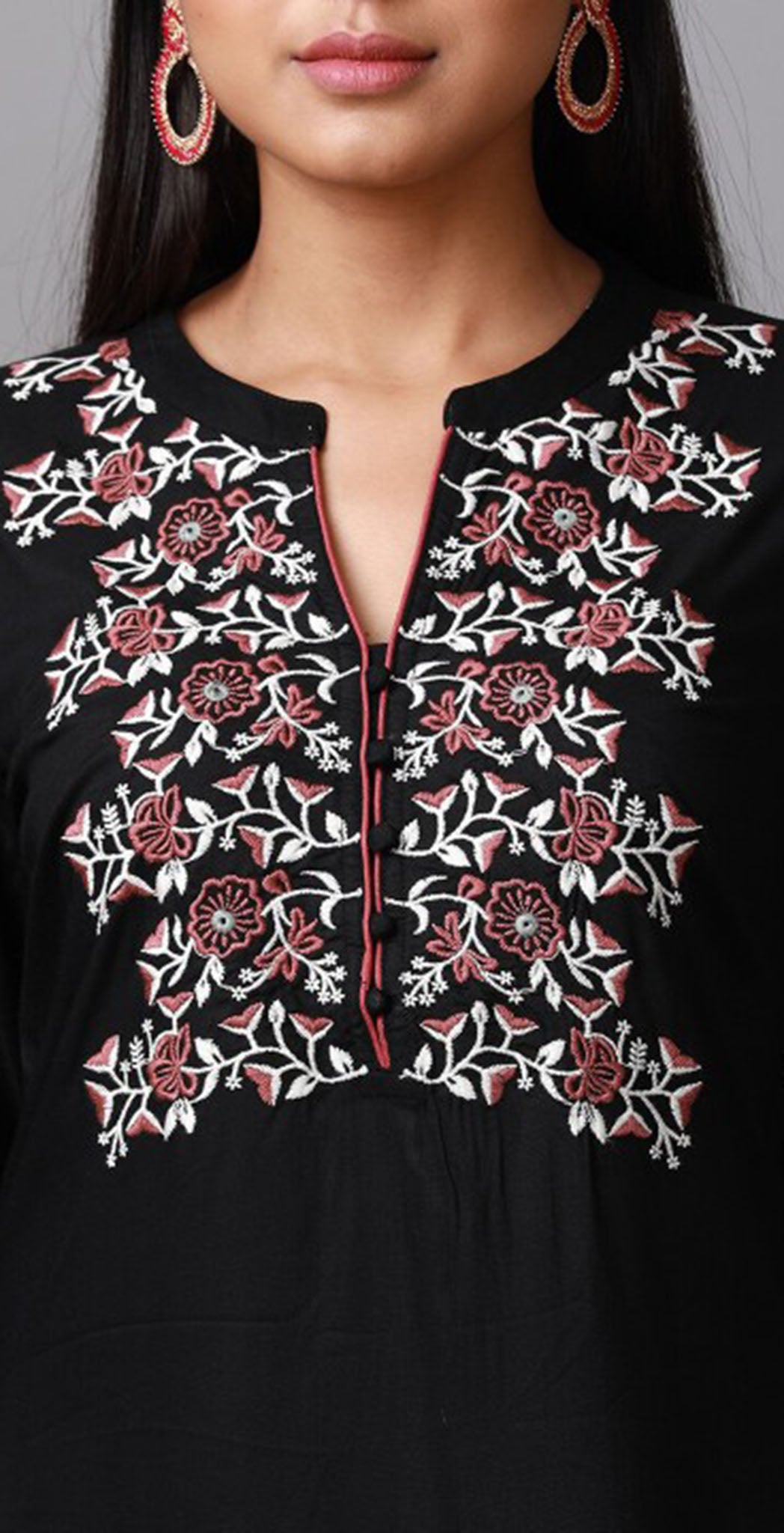 Black rayon off white embroidered Kurta