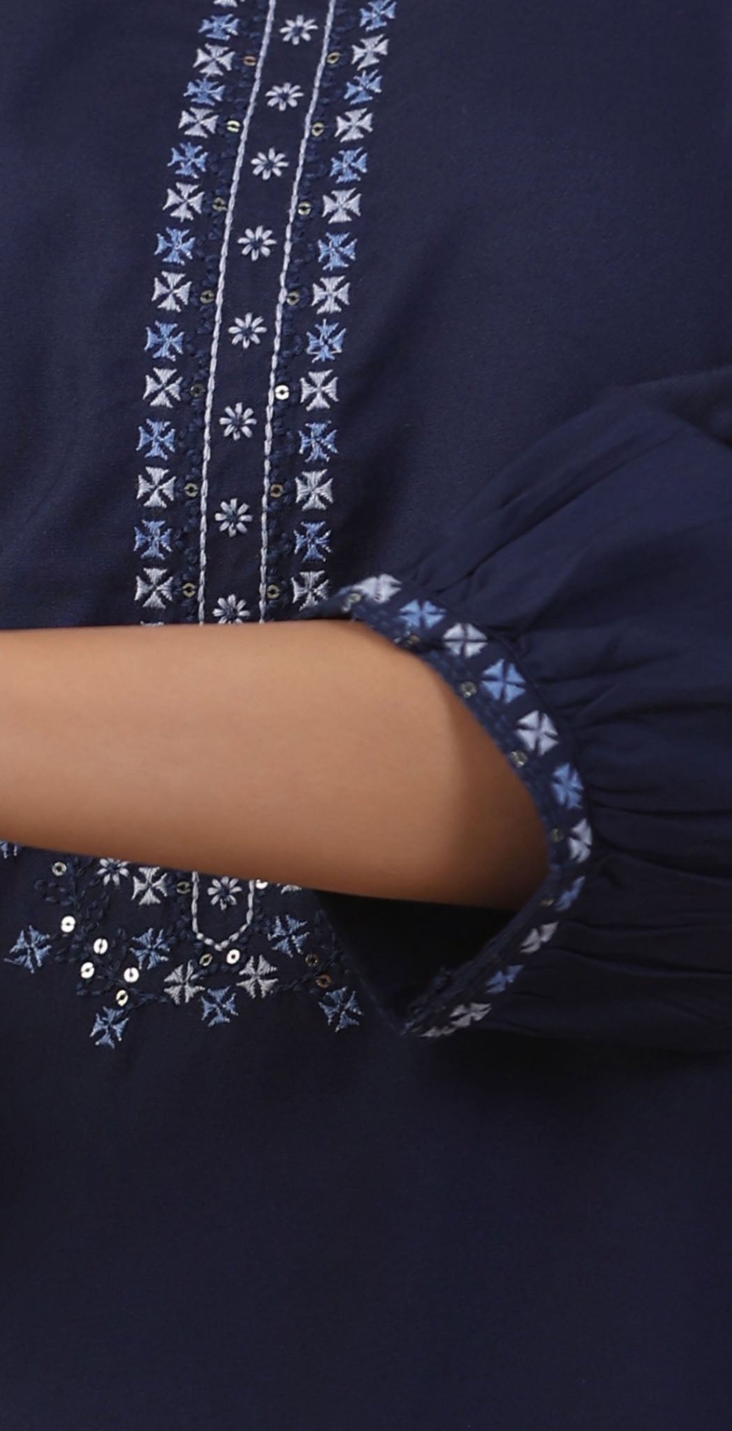 Navy rayon embroidered Kurta