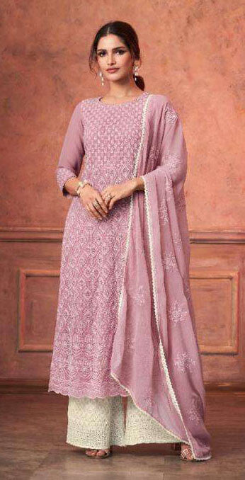 Women embroidered heavy georgette ready to wear salwar set