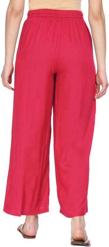 Pink rayon solid wide leg Palazzos