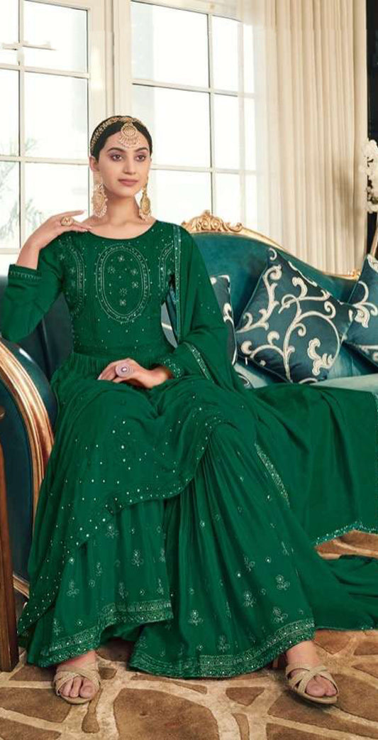 Women chinon with embroidery ready to wear sharara set