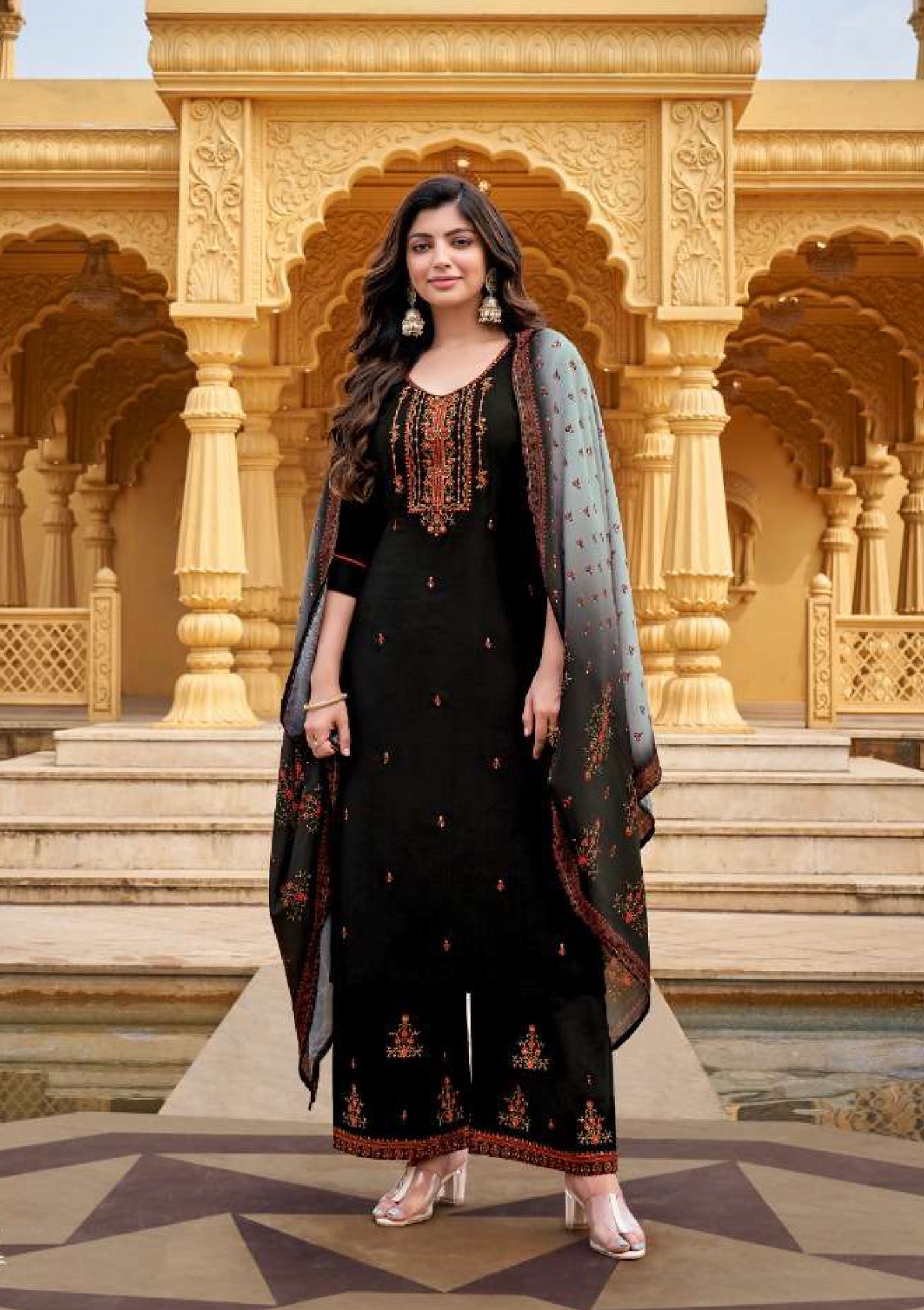 Women viscose with embroidery ready to wear salwar set