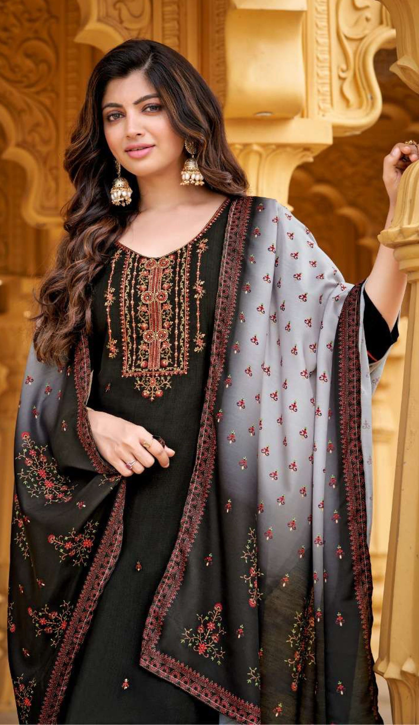 Women viscose with embroidery ready to wear salwar set